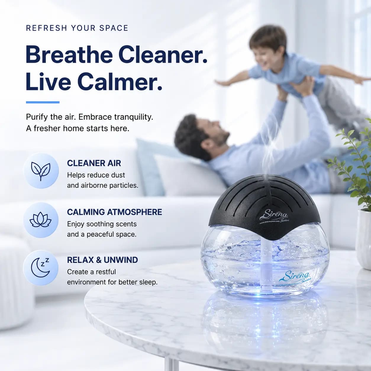 Compact Water Air Purifier & Aroma Diffuser