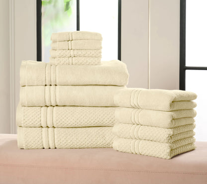 100% Cotton Bathroom Towel Set, 12 Pieces – Soft, Quick-Drying & Durable Towels for Home