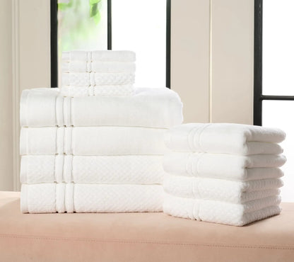 100% Cotton Bathroom Towel Set, 12 Pieces – Soft, Quick-Drying & Durable Towels for Home