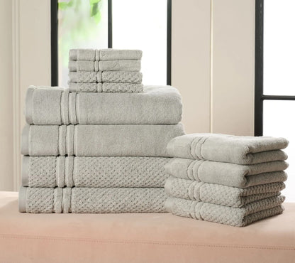 100% Cotton Bathroom Towel Set, 12 Pieces – Soft, Quick-Drying & Durable Towels for Home