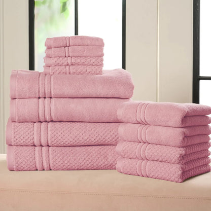 100% Cotton Bathroom Towel Set, 12 Pieces – Soft, Quick-Drying & Durable Towels for Home