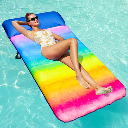 72" × 38" Adult Pool Lounge Float – Soft Fabric-Covered Inflatable Float Chair with Cooling Water Pocket
