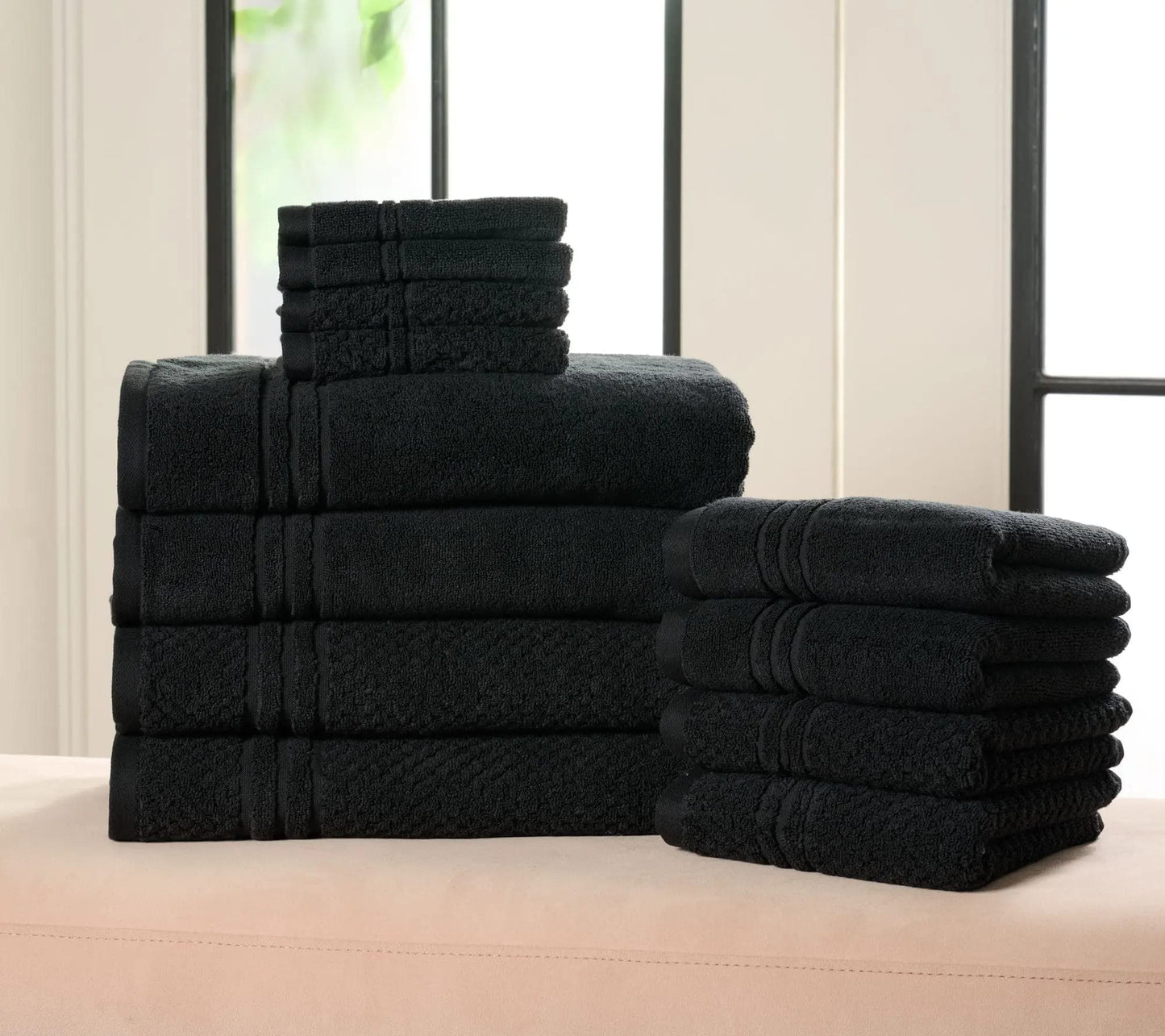 100% Cotton Bathroom Towel Set, 12 Pieces – Soft, Quick-Drying & Durable Towels for Home