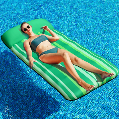 72" × 38" Adult Pool Lounge Float – Soft Fabric-Covered Inflatable Float Chair with Cooling Water Pocket