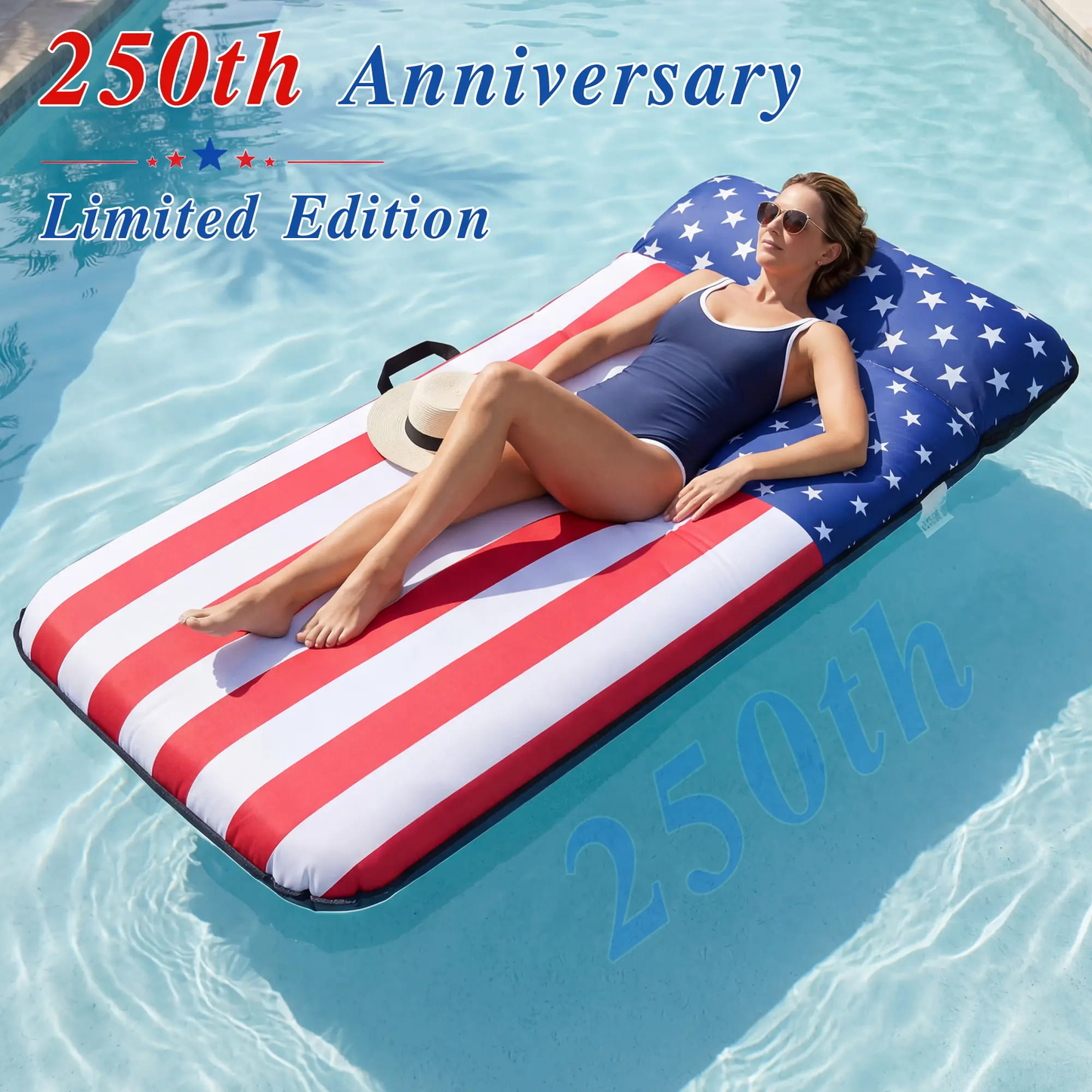 72" × 38" Adult Pool Lounge Float – Soft Fabric-Covered Inflatable Float Chair with Cooling Water Pocket